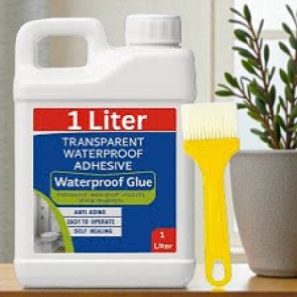 DHRUVIKA ENTERPRISE 1Kg Transparent Waterproofing Glue with Brush for Roof Leakage Epoxy Floor Coating Paint