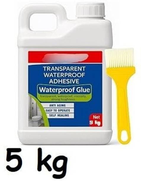 DHRUVIKA ENTERPRISE 5 Kg Transparent Waterproofing Glue with Brush for Roof Leakage, Crack Seal Epoxy Floor Coating Paint