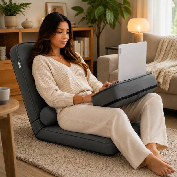 KAWACHI Adjustable Sofa Reclining Lounge Lazy Floor Chair with Back Support Laptop Stand Grey Meditation Chair, Floor Chair, Lazy Chair, Reading Chair, Yoga Chair
