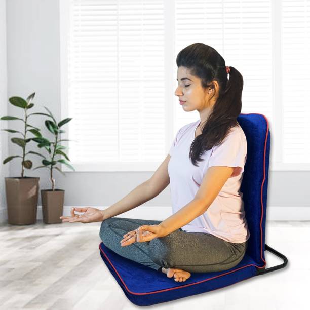 KAWACHI Portable Relaxing Buddha Folding Back Support Yoga Meditation Chair Blue Floor Chair, Meditation Chair, Yoga Chair, Reading Chair