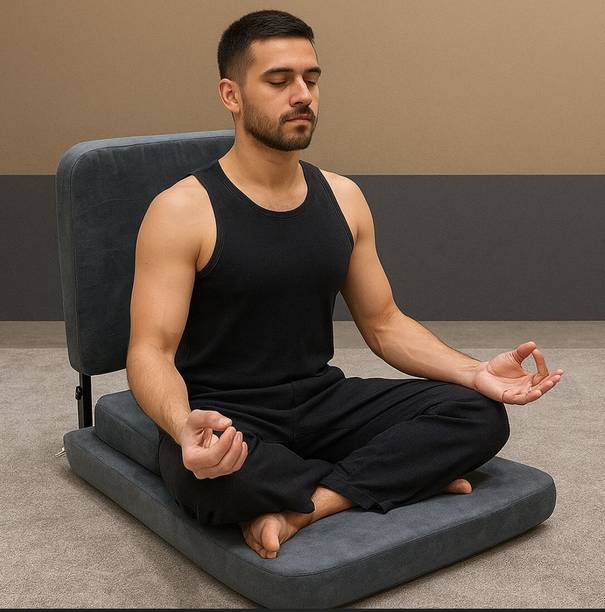 KAWACHI Premium 90° Buddha Yoga Meditation Floor Chair Back Support Dark Grey Yoga Chair, Floor Chair, Meditation Chair, Reading Chair