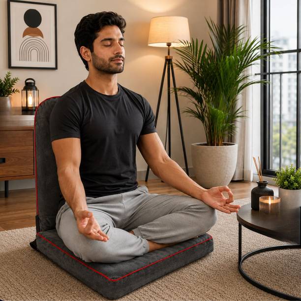 KAWACHI Yoga Meditation Chair Back Support Gray Meditation Chair, Floor Chair, Reading Chair, Yoga Chair