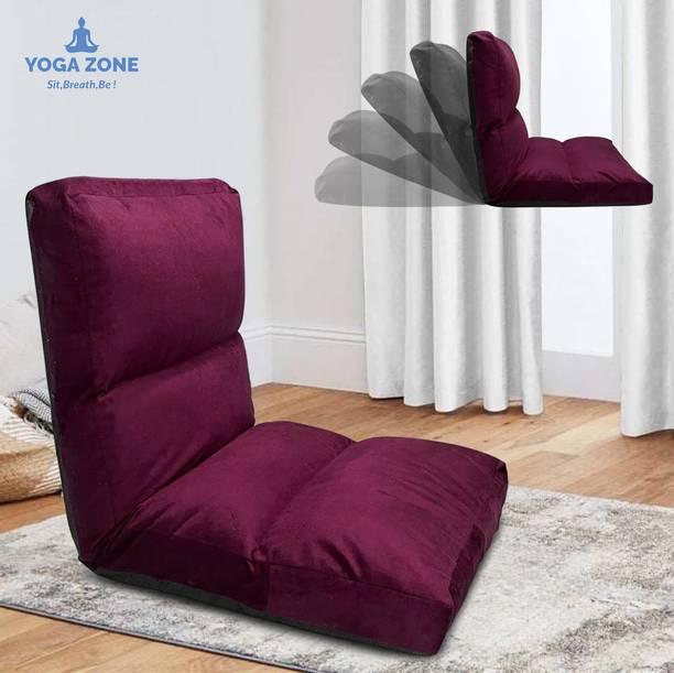 KAWACHI Premium Velvet Fabric 5-Angle Adjustable Folding Reclining Backrest Buddha Chair Maroon Yoga Chair, Meditation Chair, Floor Chair, Lazy Chair, Reading Chair