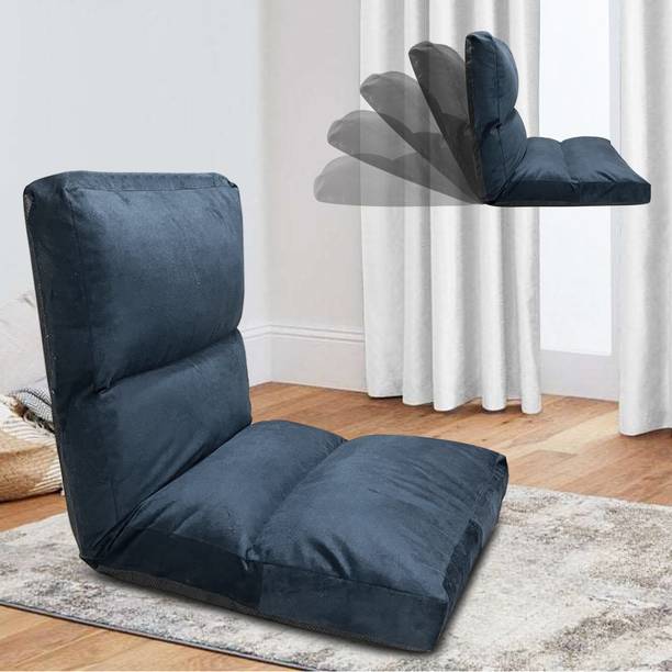 KAWACHI Premium Velvet Fabric 5-Angle Adjustable Folding Reclining Backrest Floor Chair Dark Grey Yoga Chair, Meditation Chair, Floor Chair, Lazy Chair, Reading Chair