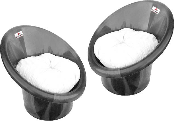 ANJWAR ANJWAR Tub chairs (Silver Black) - Set of 2 Silver Black Floor Chair, Reading Chair