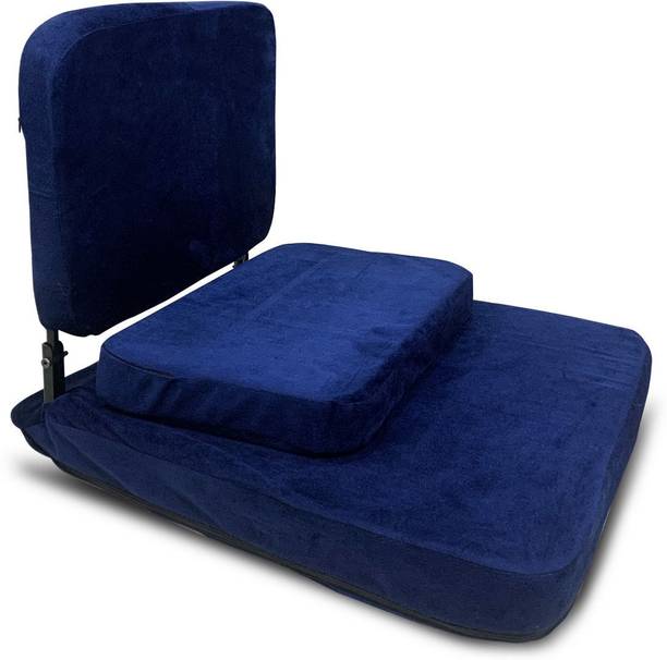 KAWACHI Premium Buddha 90° Yoga Meditation Chair With Back Support Velvet Blue Yoga Chair, Floor Chair, Meditation Chair, Reading Chair
