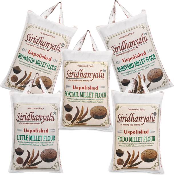 siridhanyalu Unpolished Millet Flour Kodo Little Foxtail Browntop Barnyard Millet Atta Powder
