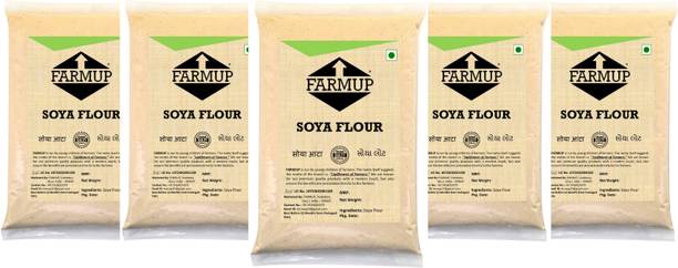 FARMUP Soya Flour, High in Fiber, Low in Carbs, (Soyabean Flour, 1Kg Pack of 5) - 5Kg