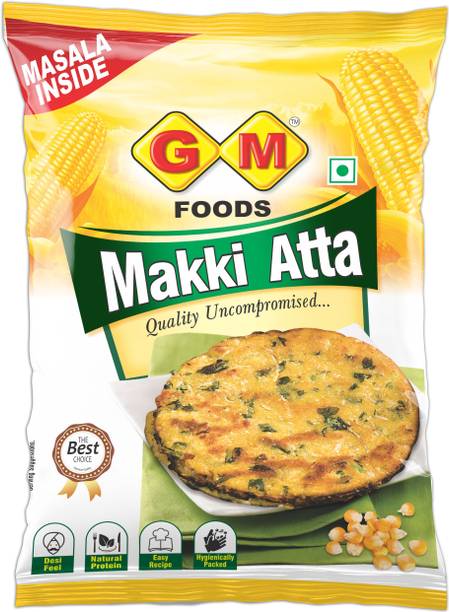 GM FOODS Makki Atta 1kg Authentic Flour for Soft, Tasty Rotis Traditional Indian Recipes