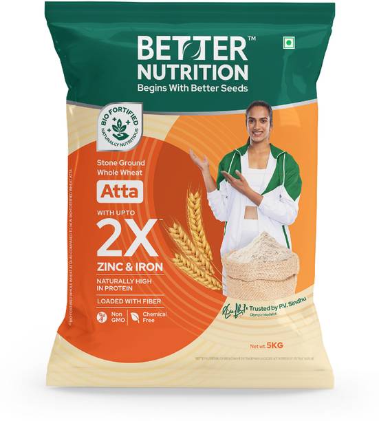 Better Nutrition Biofortified Atta: 100% Whole Wheat Flour | High in Iron, Zinc & Protein
