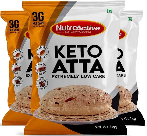 NUTROACTIVE Keto Atta (1 gm Net Carb Per Roti) Extremely Low Carb Flour - 1kg (Pack of 3)