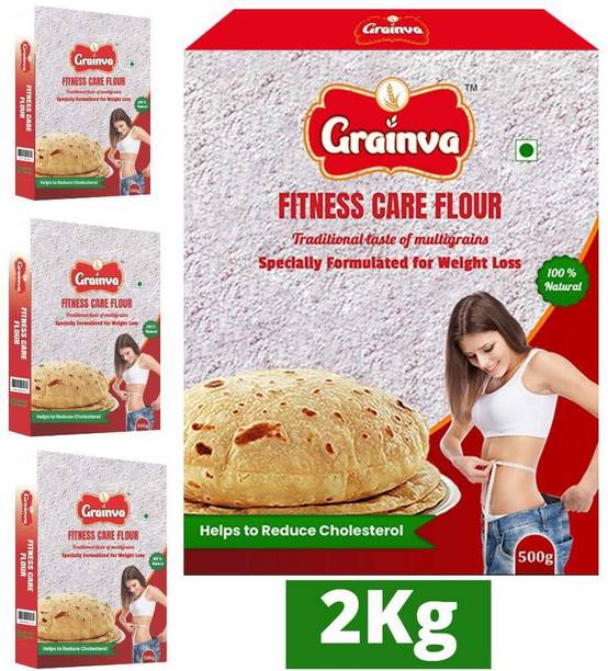 grainva Fitness Care Flour Slim Weight Loss & Cholesterol Control Health care Multigrain 100%Natural Energy(2Kg) with source of High Protein,High Fiber,Gluten Free,Low Carb,Low GI,Diabetes & Dietary m
