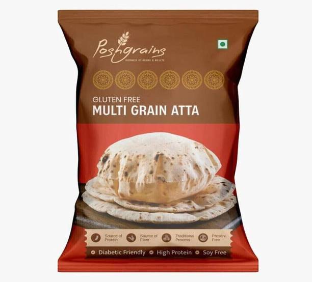 Poshgrains Gluten Free Multigrain Atta 500g– Fibre & Protein, No Preservatives, Weight Mgmt