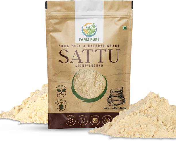 FARM PURE 100% Pure Chana Sattu, Protein-Rich & Gluten-Free, Roasted Bengal Gram Flour