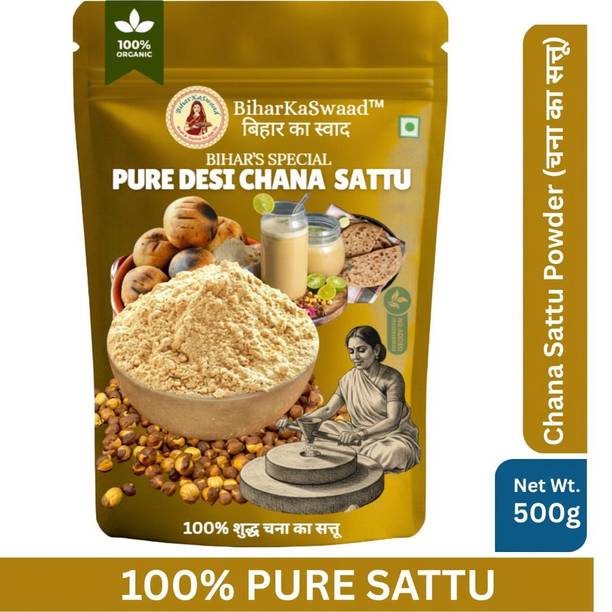 BIHARKASWAAD Pure Desi Chana Sattu Authentic Bihari Roasted Gram Flour High Protein & Fiber