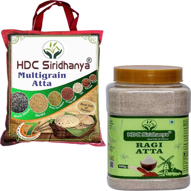 HDC SIRIDHANYA Diabetic Multigrain Flours, Low Carbs, Gluten Free Additional 900gm. Ragi flour