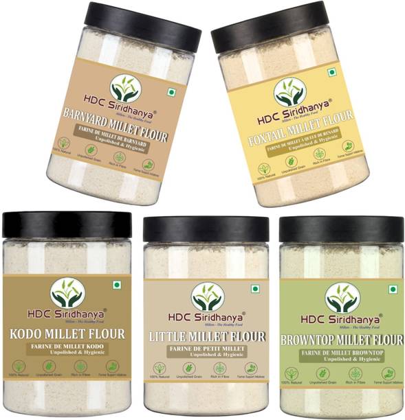 HDC SIRIDHANYA Unpolished Millets Flour Combo Each Gwt.500g |Gluten free|Non GMO