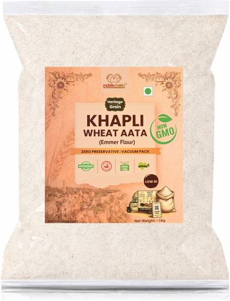 MOBILE CHAKKI Fresh Pure Khapli Atta | High Protein & Fiber | Low Gluten | Emmer Wheat Flour