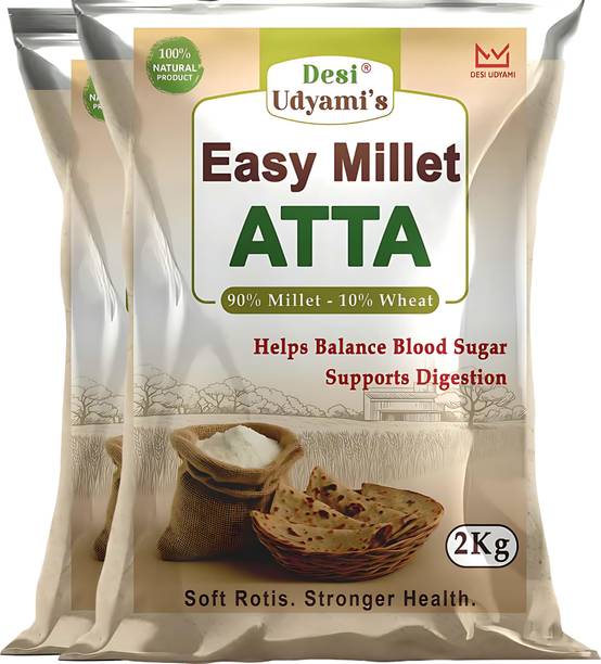 desi udyami EasyMillet Atta| Multigrain Atta for Diabetes | Low Glycemic Index Atta | 2 Kgs