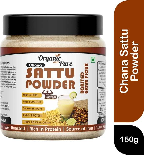 Organic and Pure Chana Sattu Powder Chana Ka Sattu Roasted Channa Weight Protein Muscle (Jar)