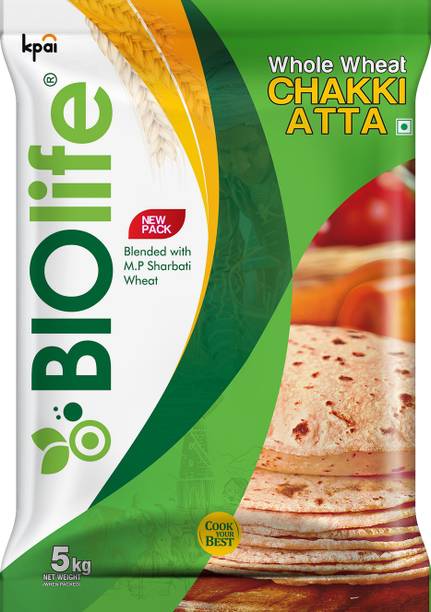 BIOLIFE MP Sharbati Whole Wheat Chakki Atta 5 kg | Soft Roti Atta