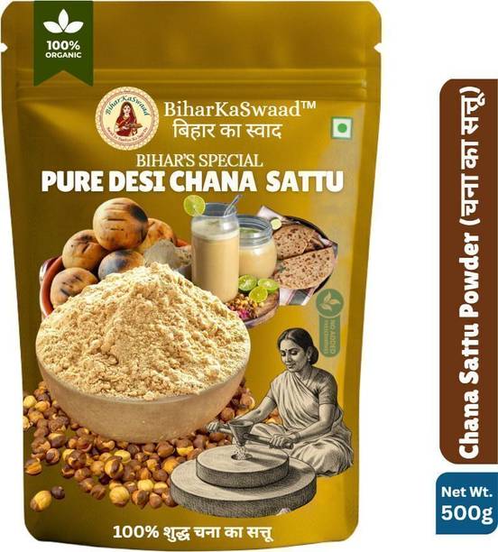 BIHARKASWAAD Pure Desi Chana Sattu Authentic Bihari Roasted Gram Flour High Protein & Fiber