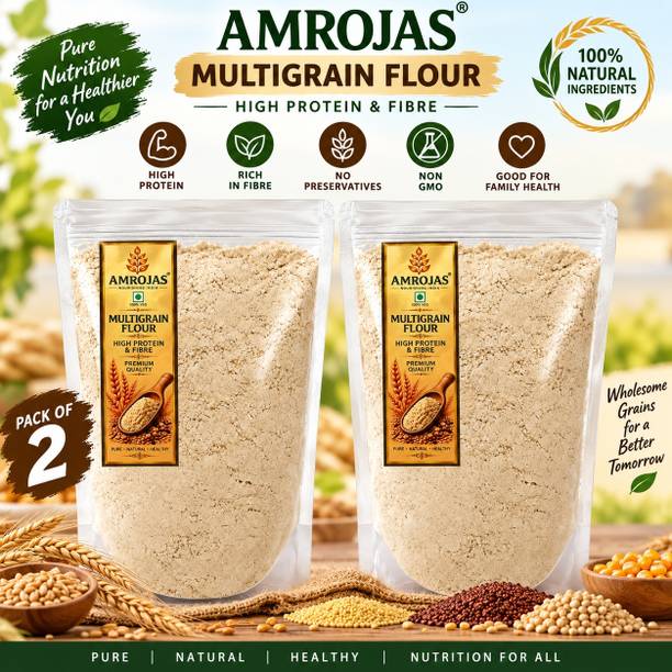 AMROJAS Multigrain Atta | High Protein & Fibre | Wheat, Chana, Ragi, Jowar, jau|