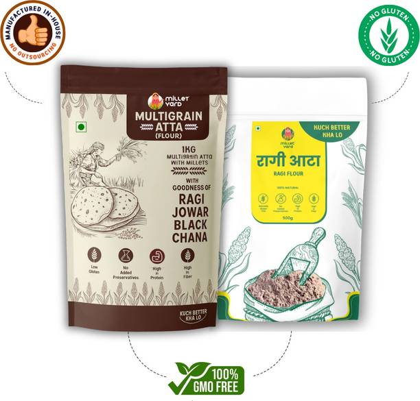 MILLET YARD The Daily Fortify Duo – Multigrain Flour (1kg) & Ragi Flour (1kg)