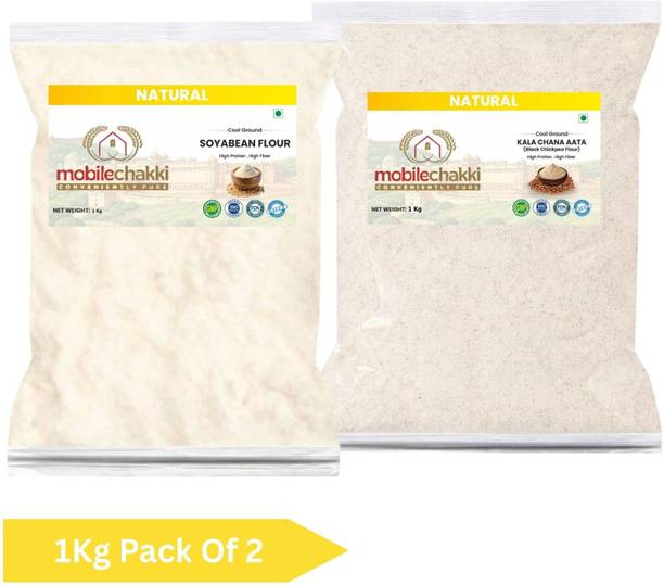 MOBILE CHAKKI Kala Chana Flour & Soyabean Flour Pack of 2 | Cool Ground