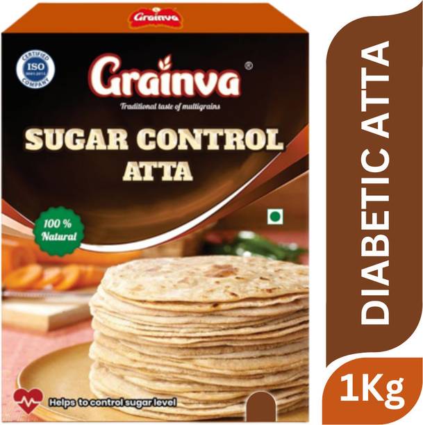 grainva Diabetic Care Flour Control Diabetes maintaining blood sugar level reduce sugar release sugar free sugar relief multigrain atta 100%natural healthy food with Low GI Gluten Free Low Carbs High Protein High Fiber Diabetic friendly diet flour diabetic & diabetes food product