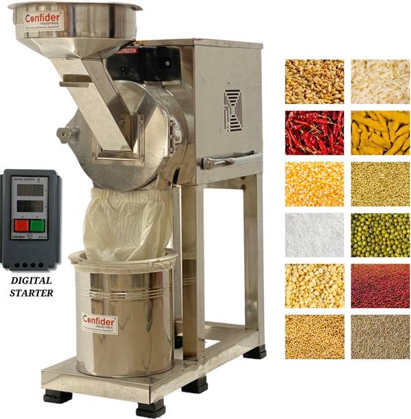 Confider industries 2 HP SS 2 in 1 Mini Commercial Pulveriser | Dry Spices & Grains Flourmill Flourmill