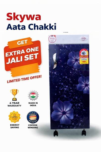 SKYWA Fully Automatic Domestic Flour Mill, Premium ISI Plywood Body with Inside Fully Stainless Steel, Aatta Maker, Atta chakki, Ghar Ghanti, Specially For Grains Grinding With Standard Premium Accessories. Regular_Design-02 Flourmill