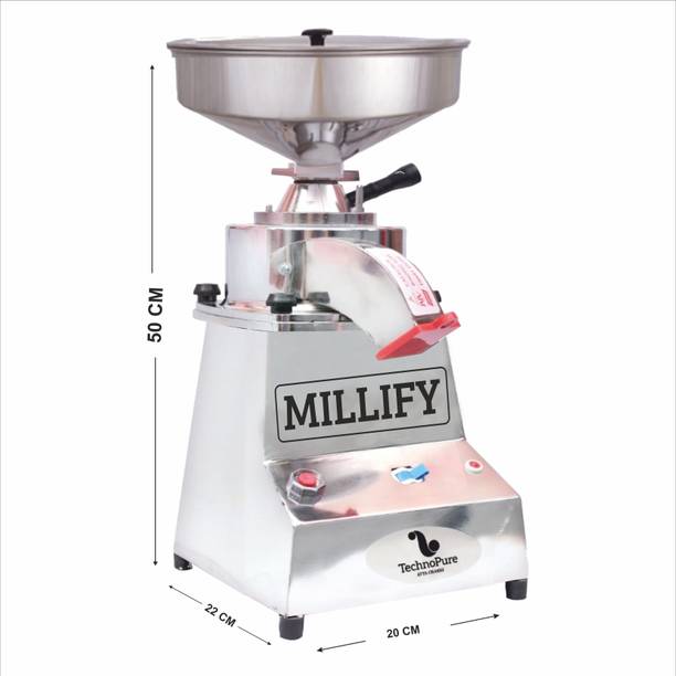 TechnoPure MILLIFY 500W Multi Grain Mill, Domestic Atta Chakki for Home, Heavy Duty Motor Mini Flourmill Gharghanti Stone Based Gharelu Atta Chakki, 5-10 Kg/Hour Flourmill