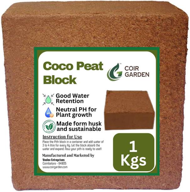 Coirgarden COCO PEAT BLOCK 1 KG FOR HOME GARDENING POTTING SOIL MIXTURE Soil