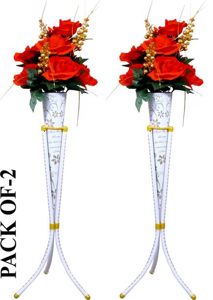 SPS Craft White Flower Pot (Without Flower) Iron Vase