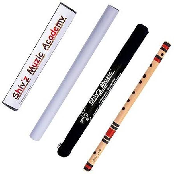Shiv'z Muzic Flute, F Natural Medium, PREMIUM Bansuri, 15 inches (with Written Manual & Bag) Bamboo Flute