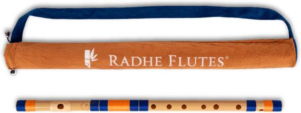 Radhe Flutes C Sharp Bansuri Middle Octave Right Hand Dark Blue & Orange Threads PVC Flute