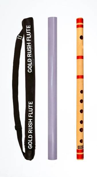 Gold Rush D Sharp Scale Medium SIX Hole Beginners Flute (Bansuri) 17 inch Size Bamboo Flute