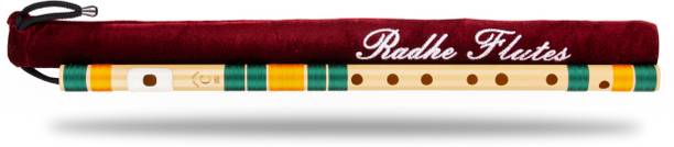 Radhe Flutes C Natural Right Hand With Velvet Cover PVC Dark Green & Orange PVC Flute
