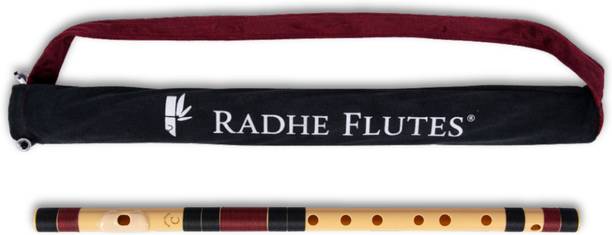 Radhe Flutes C Natural Bansuri Right Hand Middle Octave With Velvet Cover PVC Black & Maroon PVC Flute
