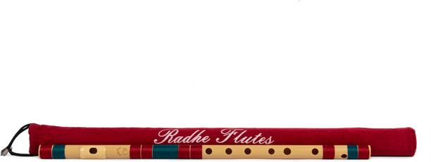 Radhe Flutes C Sharp Bansuri Middle Octave Right Handed Maroon & Dark Green With Velvet Cover PVC Flute