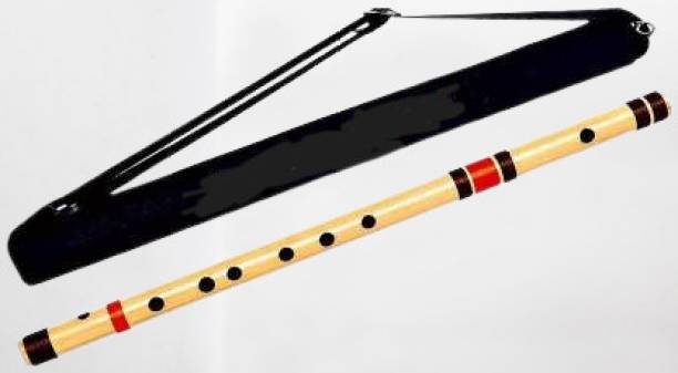 KHALSA MUSICAL C Natural Medium Bamboo Flute Bansuri with Free Carry Case - Wood Bamboo Flute