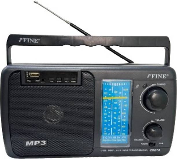 FINE 5 BAND FM/ AM Radio with Bluetooth USB/TF, REMOTE FM Radio (Black) FM Radio
