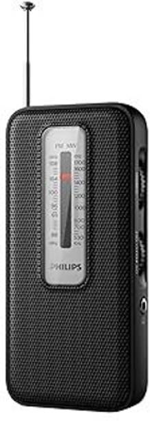 PHILIPS R1506 Portable Radio with FM/MW Mode 3.5mm Headphone Jack & Built-in Speaker FM Radio (Black)