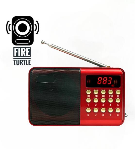 fire turtle Pocket FM Radio with Bluetooth Speaker (Headphone Jack, SD Card, USB Input) FM Radio