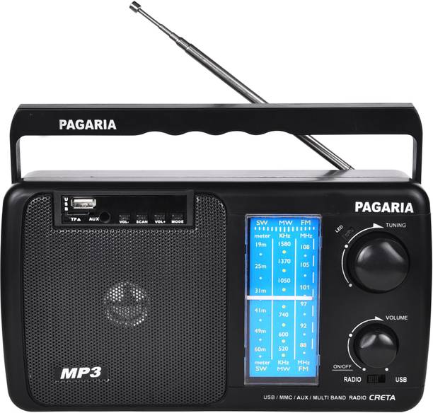 PAGARIA All NEW CRETA FM/ AM / SW Rechargeable Radio with Bluetooth USB/TF, REMOTE FM Radio