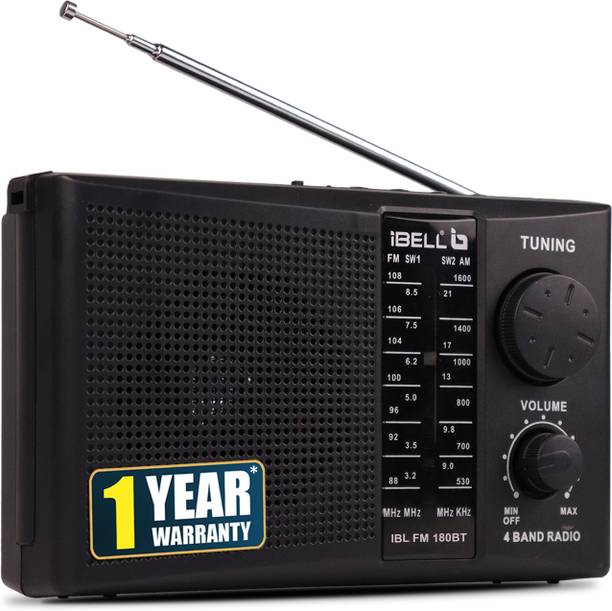 iBELL 180BT Bluetooth,Dynamic Speaker, USB-SD-MP3 Player, 4-Band Portable Rechargeable FM Radio