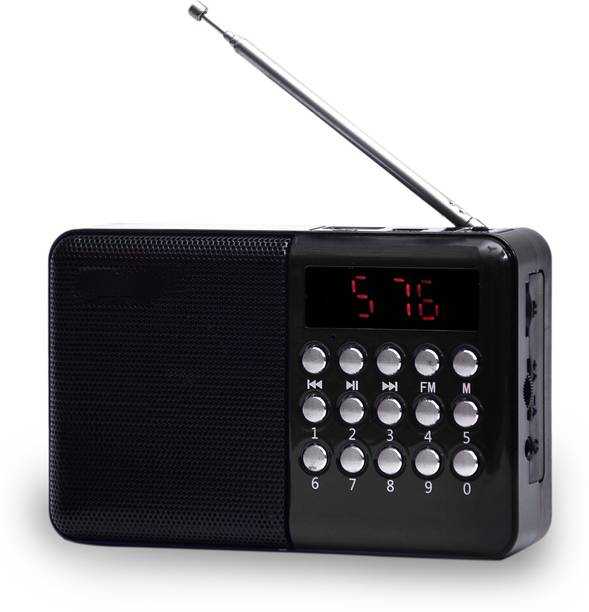JAXTER Black FT614 Pocket Size FM Bluetooth Speaker |8 HRS Backup| Rechargable FM Radio