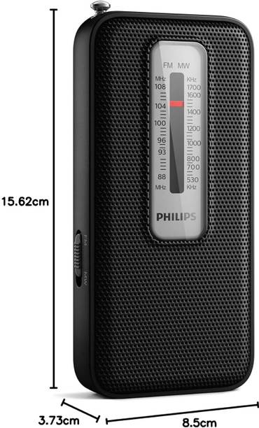 PHILIPS R1506 Portable Radio with FM/MW Mode 3.5mm Headphone Jack & Built-in Speaker FM Radio  (Black)