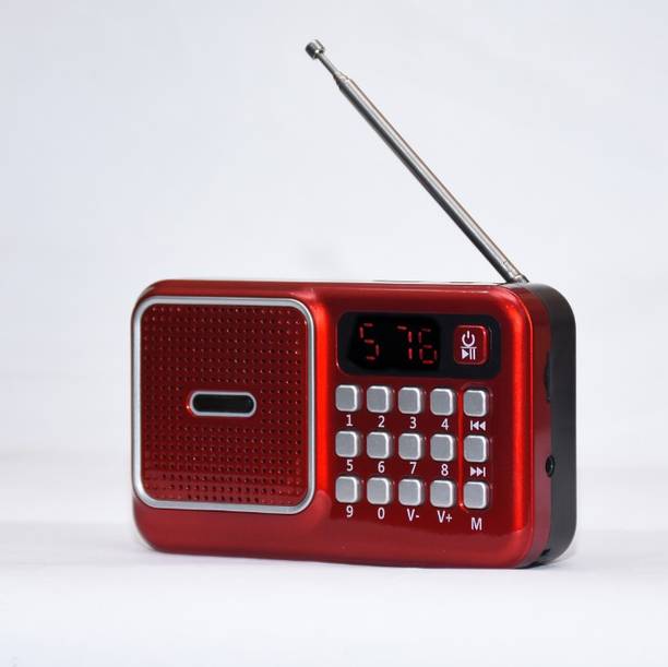 Coracao Red FT614 Pocket Size FM Bluetooth Speaker |8 HRS Backup| Rechargable FM Radio